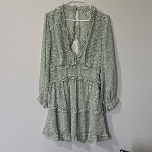 Elegant Green Floral Dress